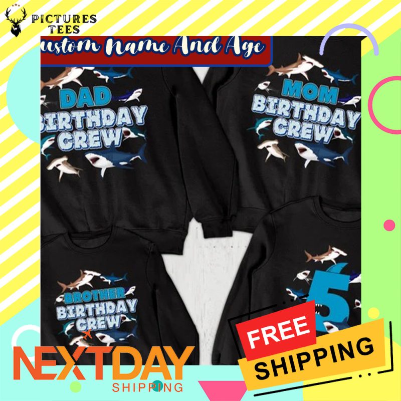 Personalized Shark Birthday Crew Shirt