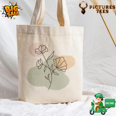 Botanical Minimalist Floral Tote Bag