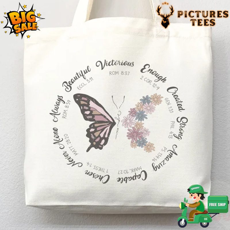 Butterfly and flower Faith Tote Bag